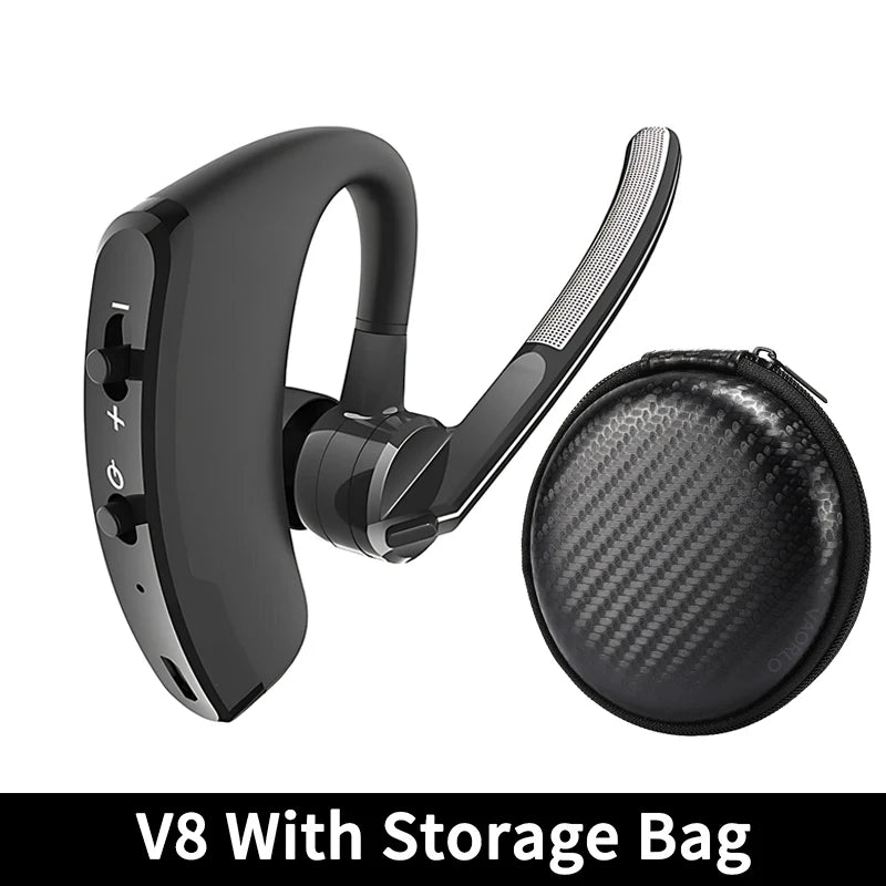 New V8 Wireless Bluetooth Single Earphone With HD Mic Stereo Headset Handsfree Call Business Headphone For Sports Driving Travel