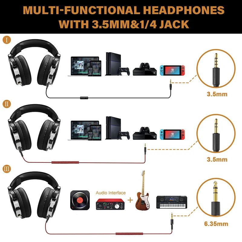 Oneodio Over Ear Headphones Hifi Studio DJ Headphone Wired Monitor Music Gaming Headset Earphone For Phone Computer PC With Mic