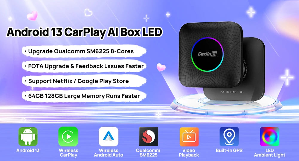 CarlinKit 5.0 Portable Wireless Android Auto & CarPlay Dongle Smart Car AI Box Online Upgrade Plug & Play Android Auto Adapter