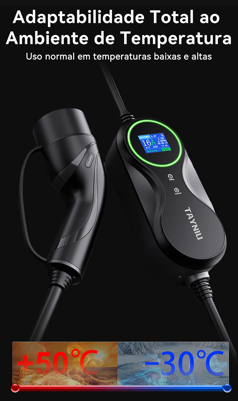 TAYNIU Electric Car Charger 3.5KW 7KW with APP Portable EV Charger Type 2 16A 80V-260V BR Plug Charging Cable 5M for all EVs