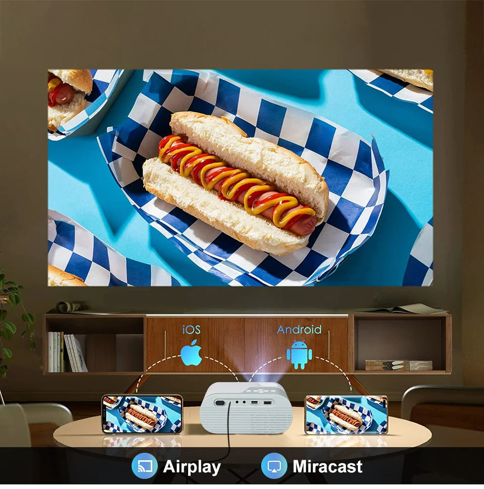 WZATCO DP02W Mini Projectors WiFi 5 Mirror Screen Bluetooth Support Full HD 1080P Projector 4K LED Home Theater Beamer