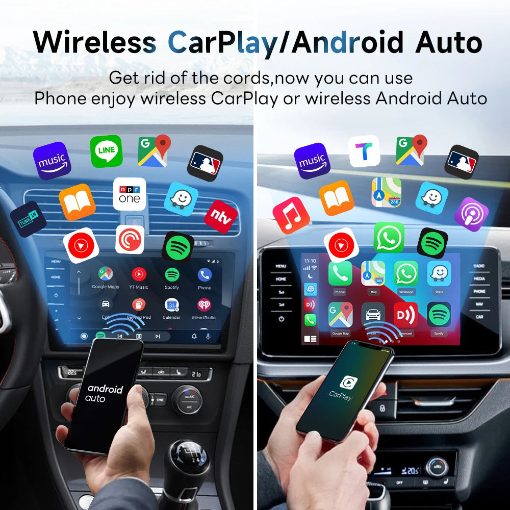 CarlinKit 5.0 Portable Wireless Android Auto & CarPlay Dongle Smart Car AI Box Online Upgrade Plug & Play Android Auto Adapter