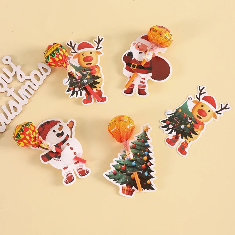 Santa Claus Lollipop Holder Cards 2025 Merry Christmas Decorations Lollipop Candy Gifts Packaging Christmas Gifts Navidad Natal