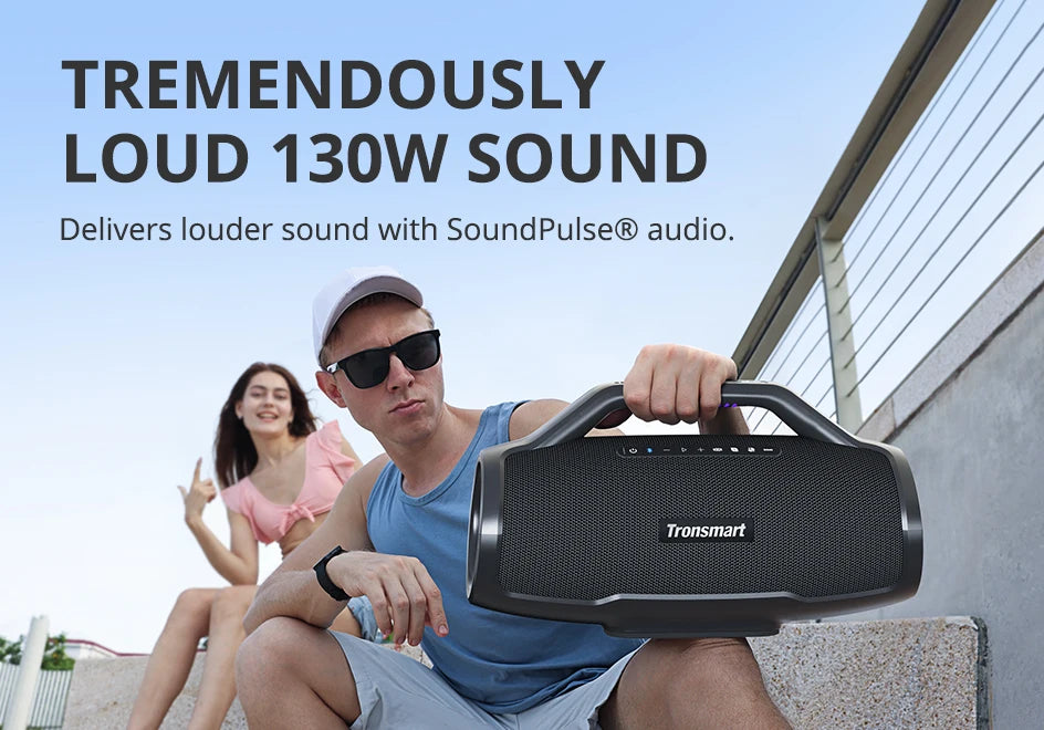 Tronsmart Bang Max Speaker Bluetooth Speaker with 130W, 3 Way Sound System, Sync Up 100+ Speakers, APP Control, Guitar/Mic Input