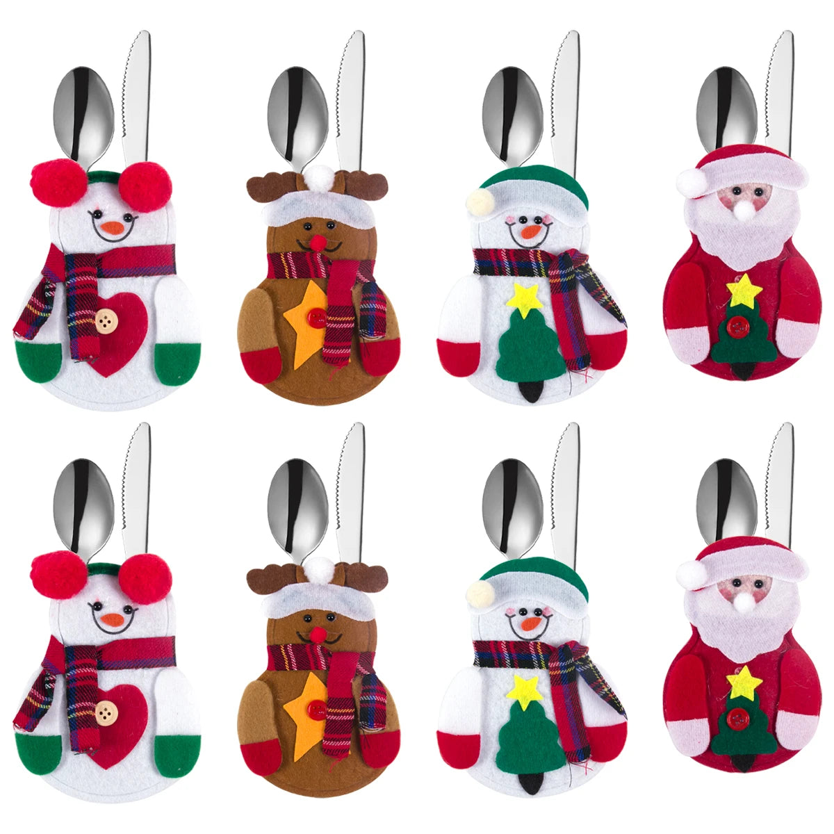 4/8pcs Christmas Cutlery Bag Knife Fork Tableware Holders Pocket Christmas Dinner Table Ornaments Navidad Decorations Natal Noel