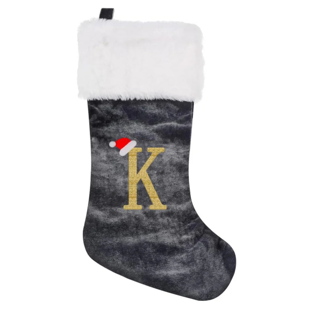 Christmas Socks Large Velvet Letter Stocking Christmas Decoration For Home Fireplace Navidad Natal Xmas Tree Ornament Gift Bag