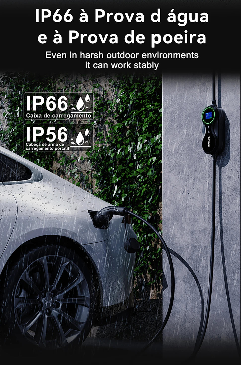 TAYNIU Electric Car Charger 3.5KW 7KW with APP Portable EV Charger Type 2 16A 80V-260V BR Plug Charging Cable 5M for all EVs