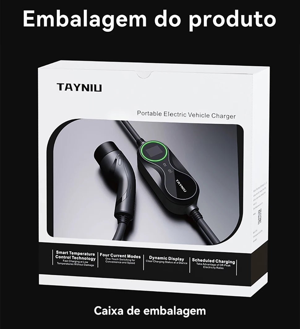 TAYNIU Electric Car Charger 3.5KW 7KW with APP Portable EV Charger Type 2 16A 80V-260V BR Plug Charging Cable 5M for all EVs
