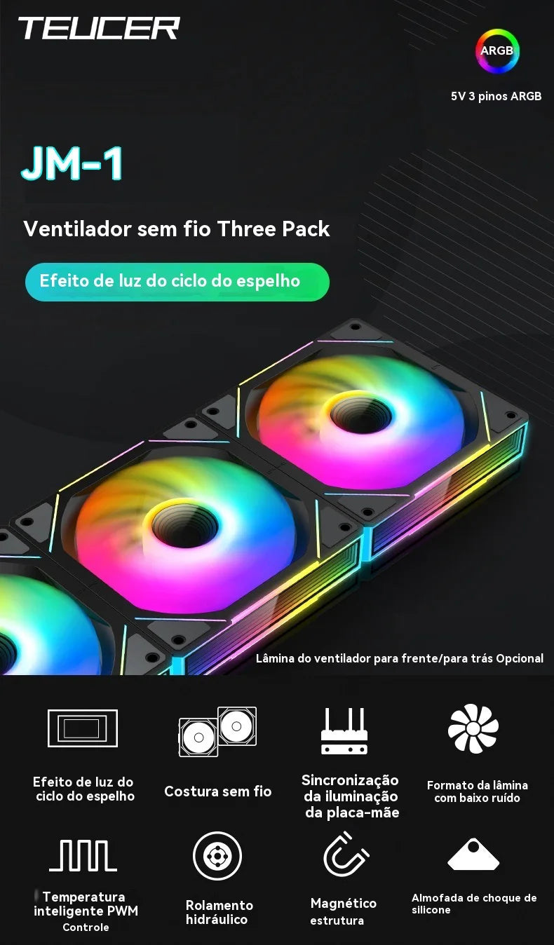 TEUCER JM-1 Ventilator computer case 120mm 3in1 800-2000rpm 12V/4pin PWM chassis noise water cooling fan