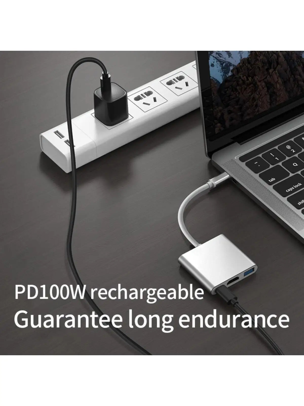 3-em-1 3.0 USB USB C para HDMI Hub Adaptador Multi Porta Tipo-C Hub 100W Porta de Carregamento Rápido