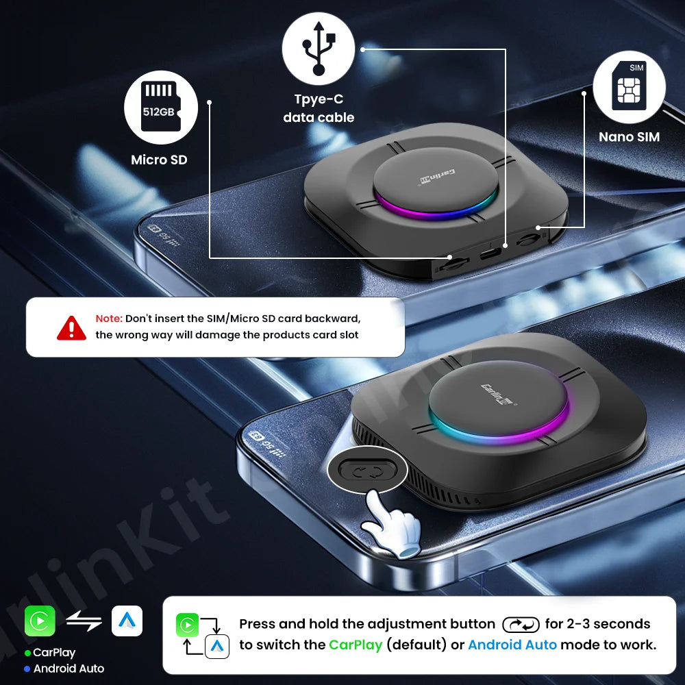 Carlinkit S2 SM6115 Android 13 Tv Box 8 Core Carplay Android auto Wireless Support Youtube Netfilx IPTV Spotify Wifi bluetooth