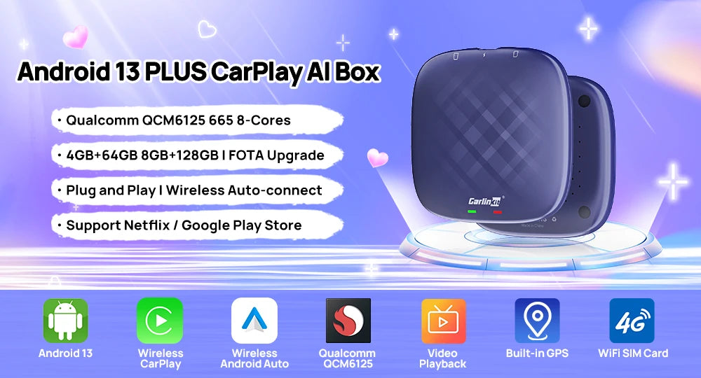 CarlinKit 5.0 Portable Wireless Android Auto & CarPlay Dongle Smart Car AI Box Online Upgrade Plug & Play Android Auto Adapter