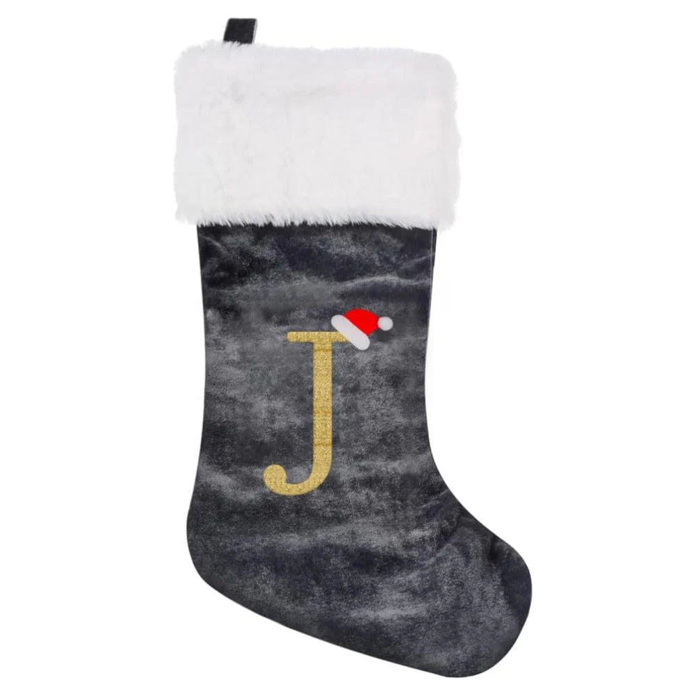 Christmas Socks Large Velvet Letter Stocking Christmas Decoration For Home Fireplace Navidad Natal Xmas Tree Ornament Gift Bag