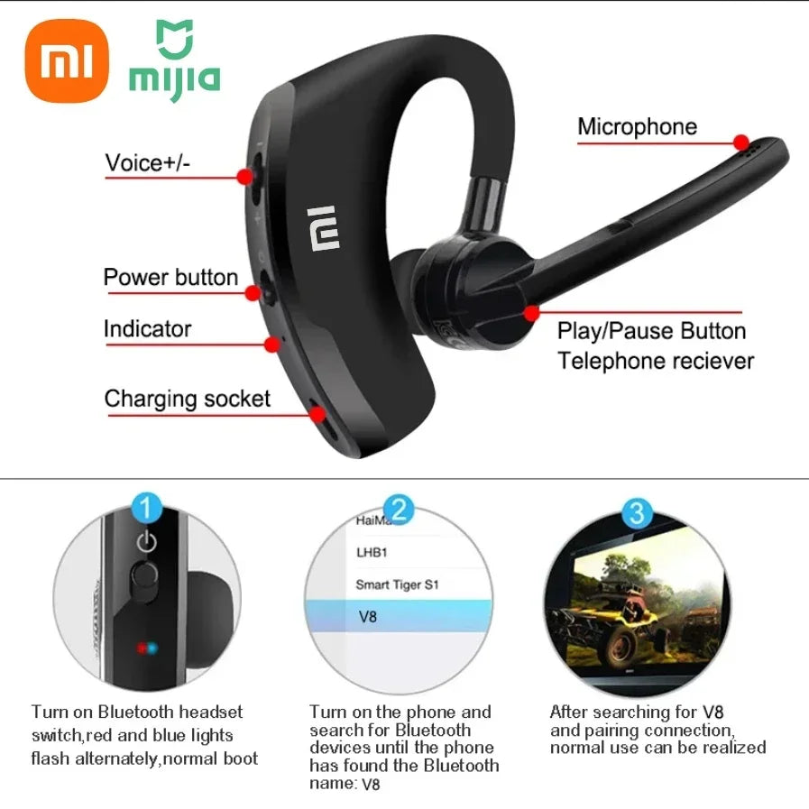 Xiaomi Business Wireless Single Ear Bluetooth 5.3 Earphones V8 TWS In Ear HiFi Mini Hands Free Car Call Earphones