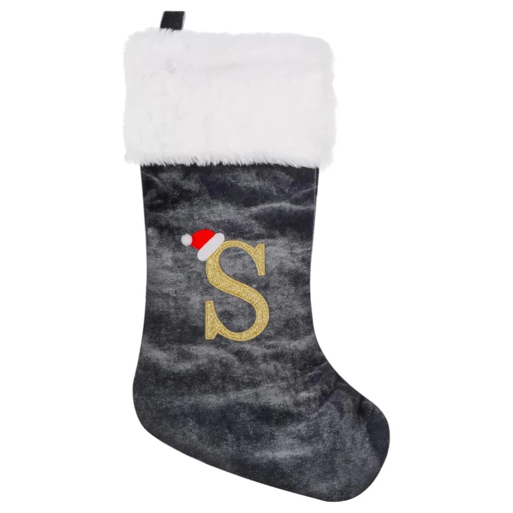 Christmas Socks Large Velvet Letter Stocking Christmas Decoration For Home Fireplace Navidad Natal Xmas Tree Ornament Gift Bag