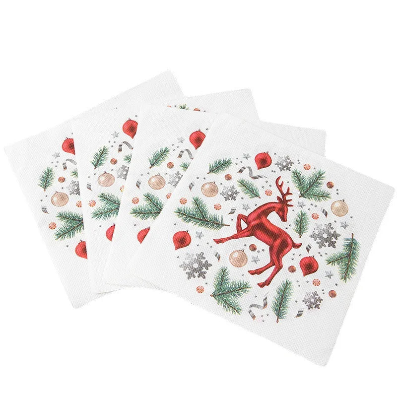 20pcs Christmas Paper Napkins Reindeer Christmas Party Table Disposable Tissue Paper Napkins for Christmas Party Decor Natal