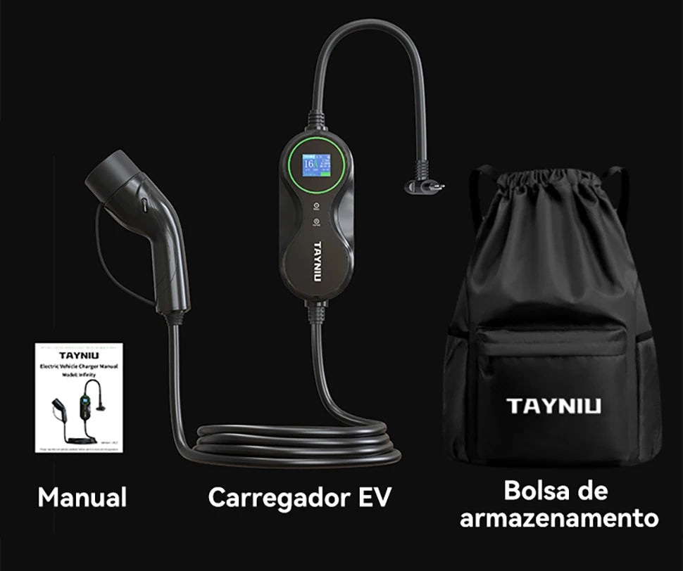 TAYNIU Electric Car Charger 3.5KW 7KW with APP Portable EV Charger Type 2 16A 80V-260V BR Plug Charging Cable 5M for all EVs