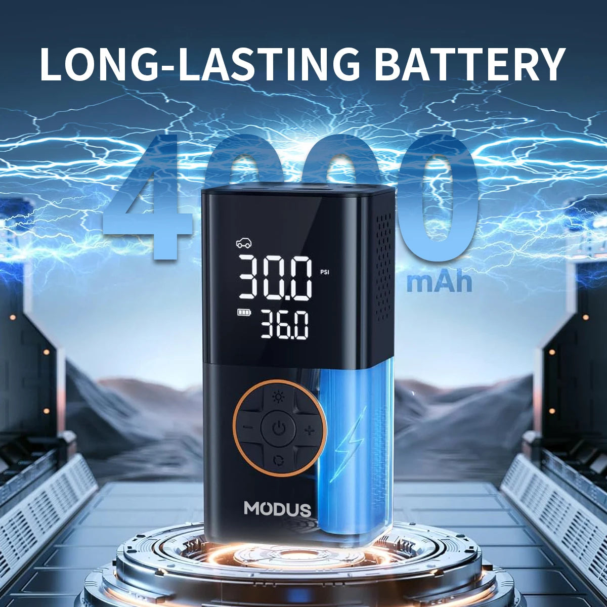 Portable Rechargeable Air Pump High Precision Fiorless Tire Inflator With Tire Calibrator and LED Emergency Light