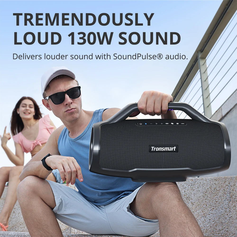 Tronsmart Bang Max Speaker Bluetooth Speaker with 130W, 3 Way Sound System, Sync Up 100+ Speakers, APP Control, Guitar/Mic Input