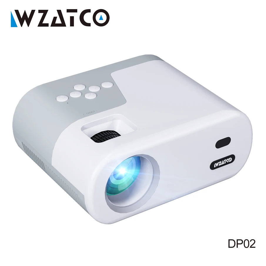 WZATCO DP02W Mini Projectors WiFi 5 Mirror Screen Bluetooth Support Full HD 1080P Projector 4K LED Home Theater Beamer