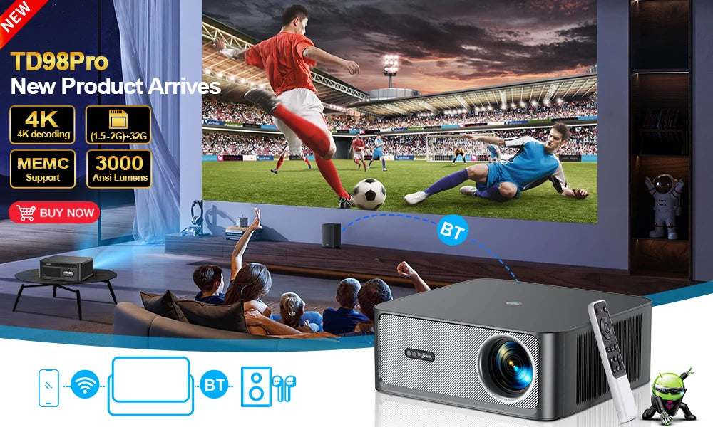 ThundeaL Portable Projector TDA7W Android 13 WiFi for 2K 4K Full HD 1080P 3D Projetor Home Cinema Video Beam Projector 2G 32G