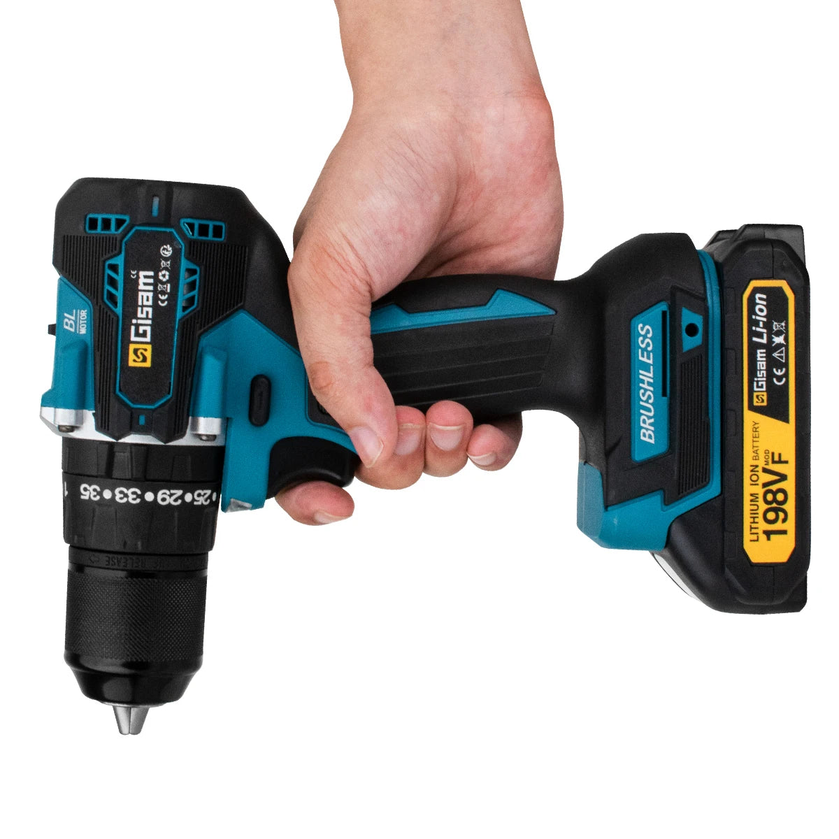 Gisam 13MM 65NM Brushless Electric Impact Drill 35+3 Torque Electric Screwdriver Hammer Drill Tools For Makita 18V Battery Pins