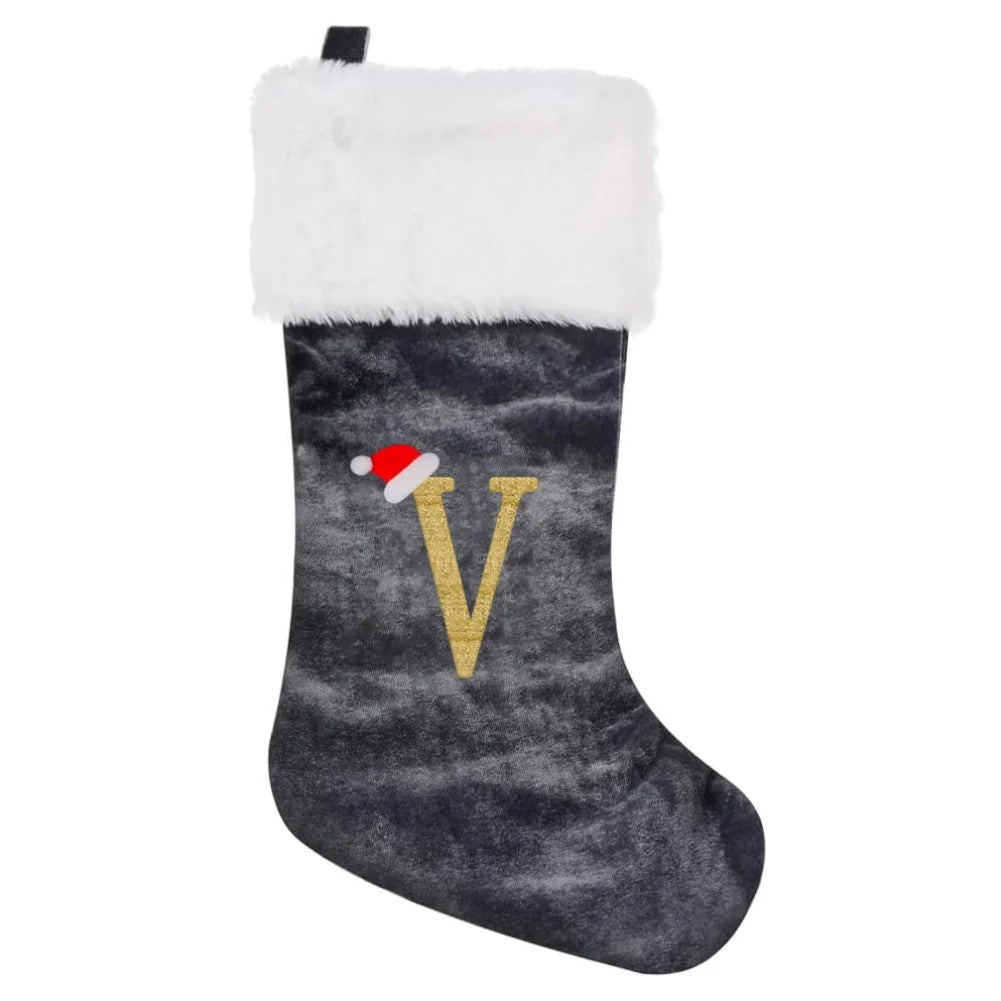 Christmas Socks Large Velvet Letter Stocking Christmas Decoration For Home Fireplace Navidad Natal Xmas Tree Ornament Gift Bag