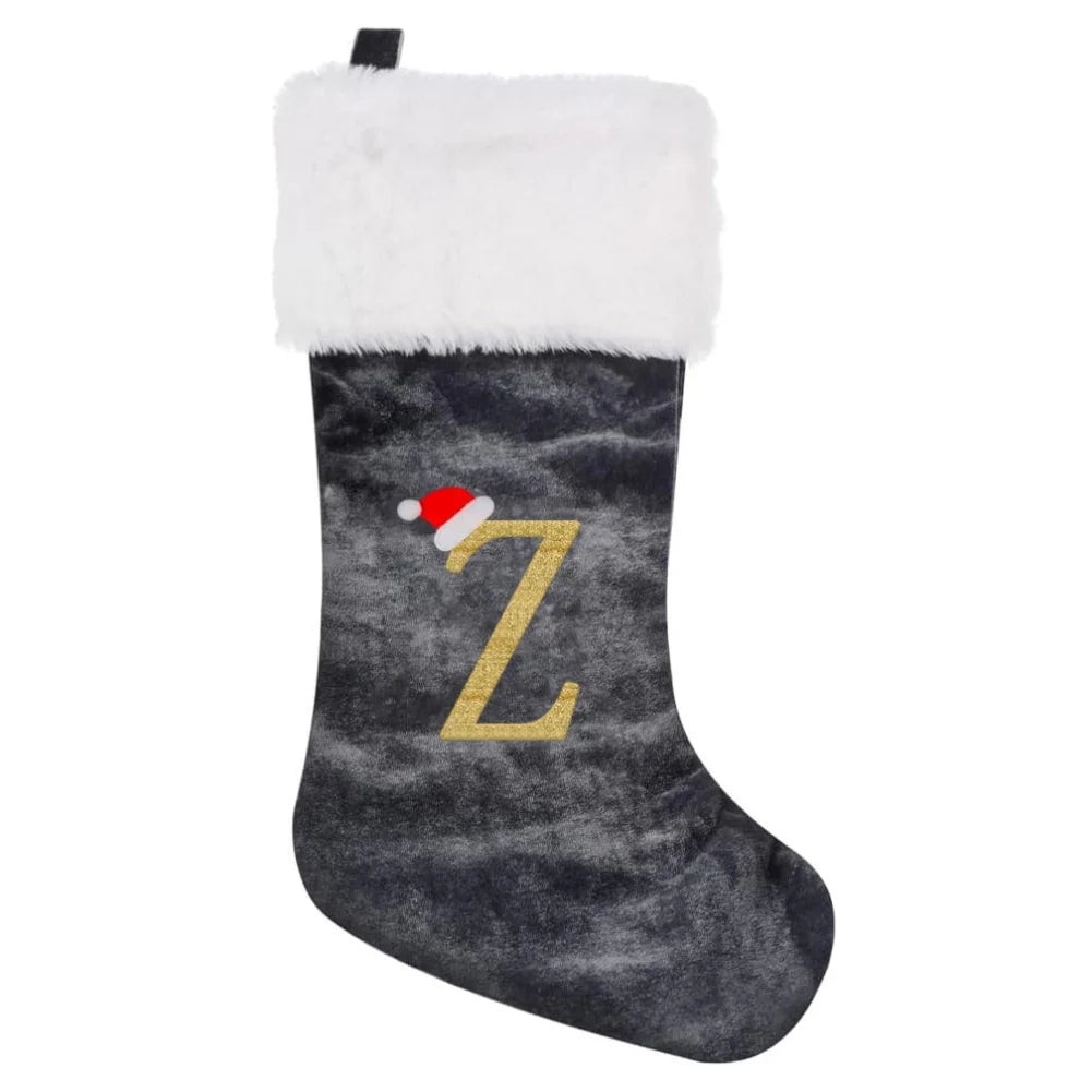 Christmas Socks Large Velvet Letter Stocking Christmas Decoration For Home Fireplace Navidad Natal Xmas Tree Ornament Gift Bag