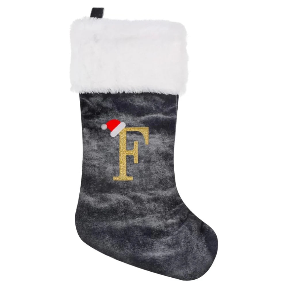 Christmas Socks Large Velvet Letter Stocking Christmas Decoration For Home Fireplace Navidad Natal Xmas Tree Ornament Gift Bag