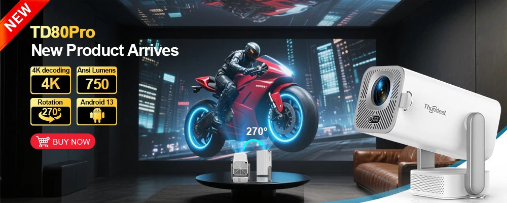 ThundeaL Portable Projector TDA7W Android 13 WiFi for 2K 4K Full HD 1080P 3D Projetor Home Cinema Video Beam Projector 2G 32G