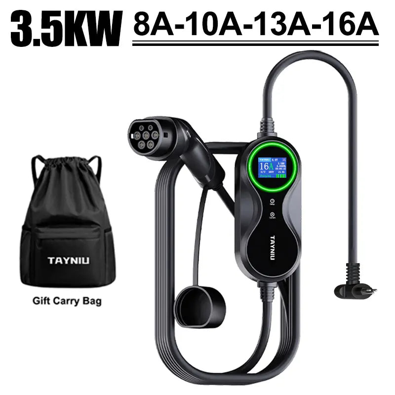 TAYNIU Electric Car Charger 3.5KW 7KW with APP Portable EV Charger Type 2 16A 80V-260V BR Plug Charging Cable 5M for all EVs