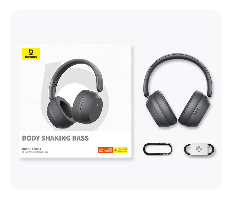 Baseus Bass 35 Max Bluetooth 5.3 Wireless Headphones 40 mm Bass Enhancement Diaphragm 50H