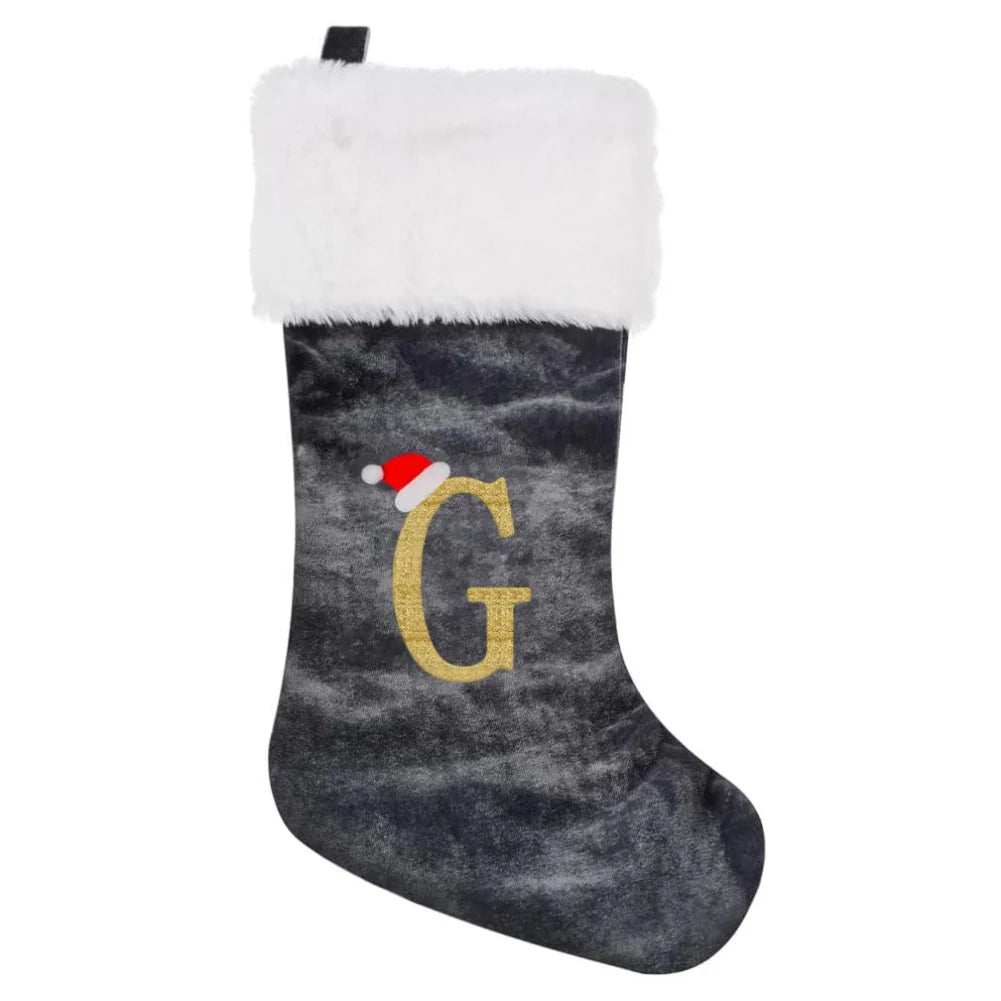 Christmas Socks Large Velvet Letter Stocking Christmas Decoration For Home Fireplace Navidad Natal Xmas Tree Ornament Gift Bag