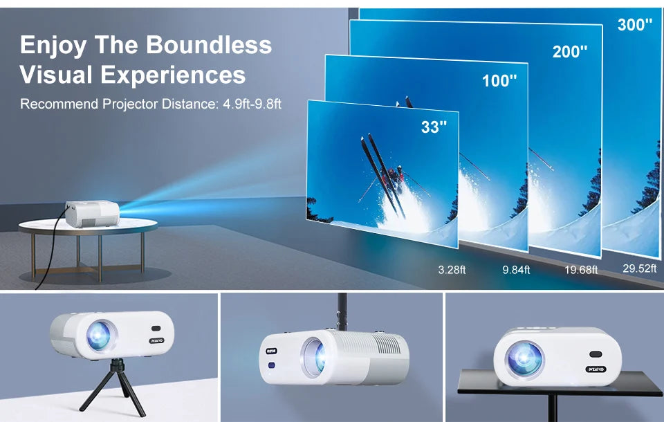 WZATCO DP02W Mini Projectors WiFi 5 Mirror Screen Bluetooth Support Full HD 1080P Projector 4K LED Home Theater Beamer