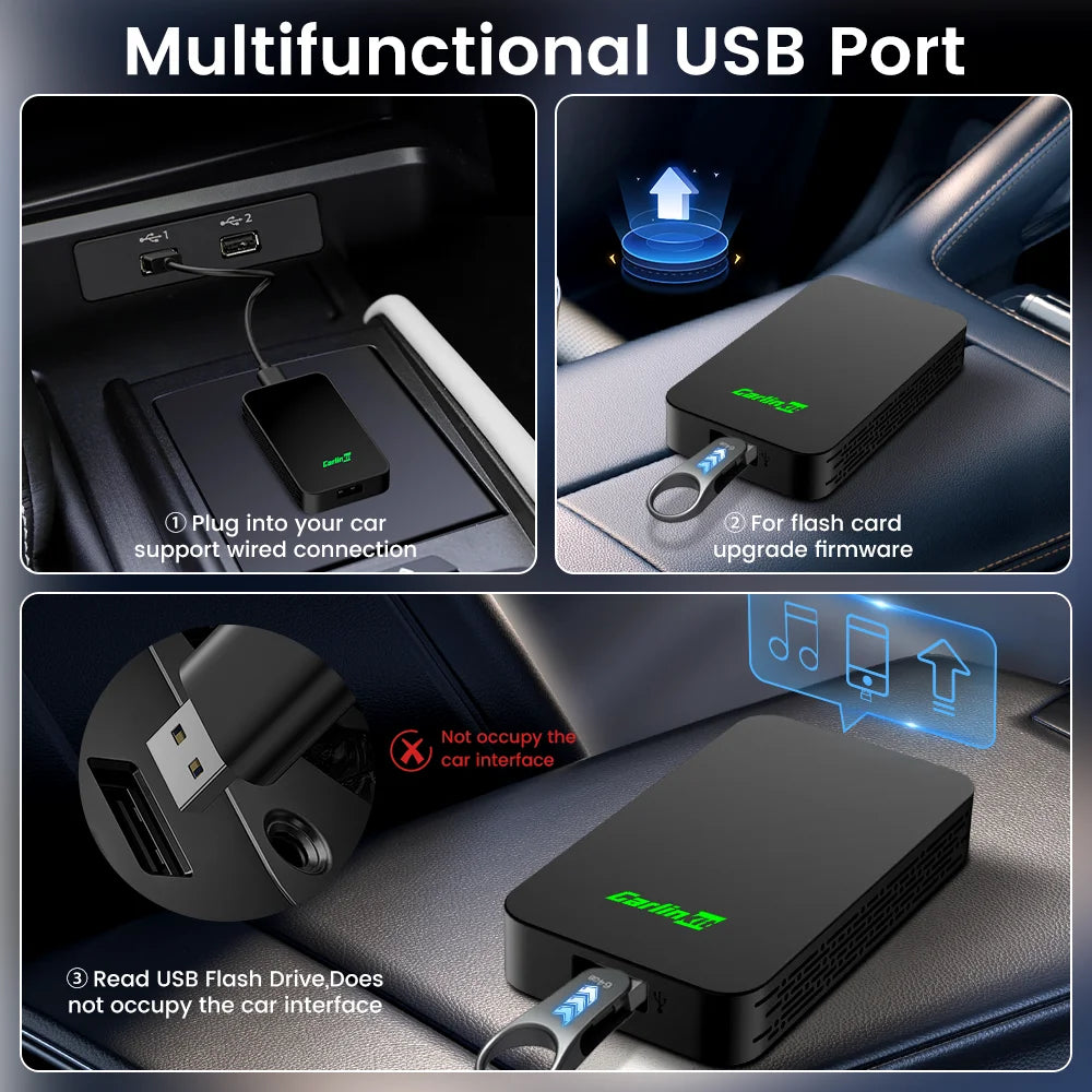 CarlinKit 5.0 Portable Wireless Android Auto & CarPlay Dongle Smart Car AI Box Online Upgrade Plug & Play Android Auto Adapter