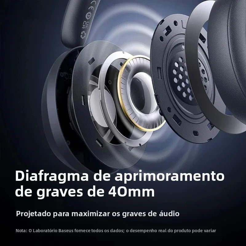 Baseus Bass 35 Max Bluetooth 5.3 Wireless Headphones 40 mm Bass Enhancement Diaphragm 50H