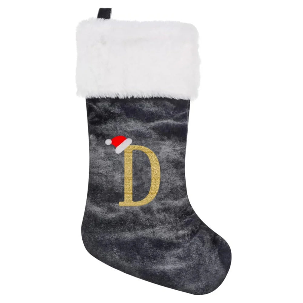 Christmas Socks Large Velvet Letter Stocking Christmas Decoration For Home Fireplace Navidad Natal Xmas Tree Ornament Gift Bag