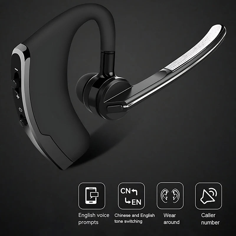 New V8 Wireless Bluetooth Single Earphone With HD Mic Stereo Headset Handsfree Call Business Headphone For Sports Driving Travel