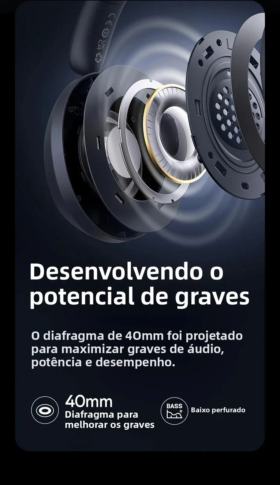 Baseus Bass 35 Max Bluetooth 5.3 Wireless Headphones 40 mm Bass Enhancement Diaphragm 50H