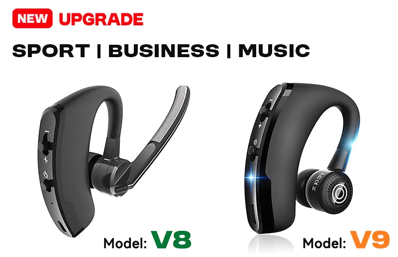 New V8 Wireless Bluetooth Single Earphone With HD Mic Stereo Headset Handsfree Call Business Headphone For Sports Driving Travel