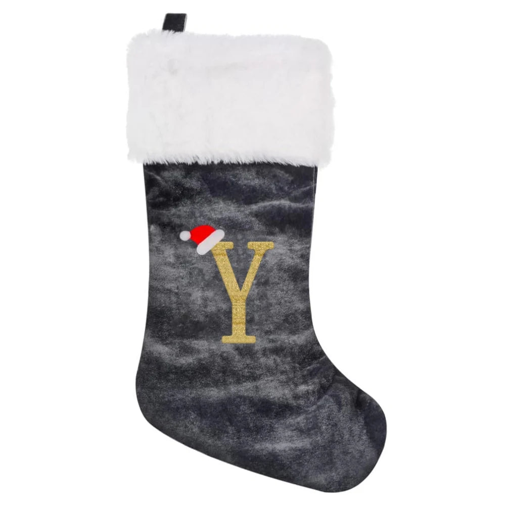 Christmas Socks Large Velvet Letter Stocking Christmas Decoration For Home Fireplace Navidad Natal Xmas Tree Ornament Gift Bag