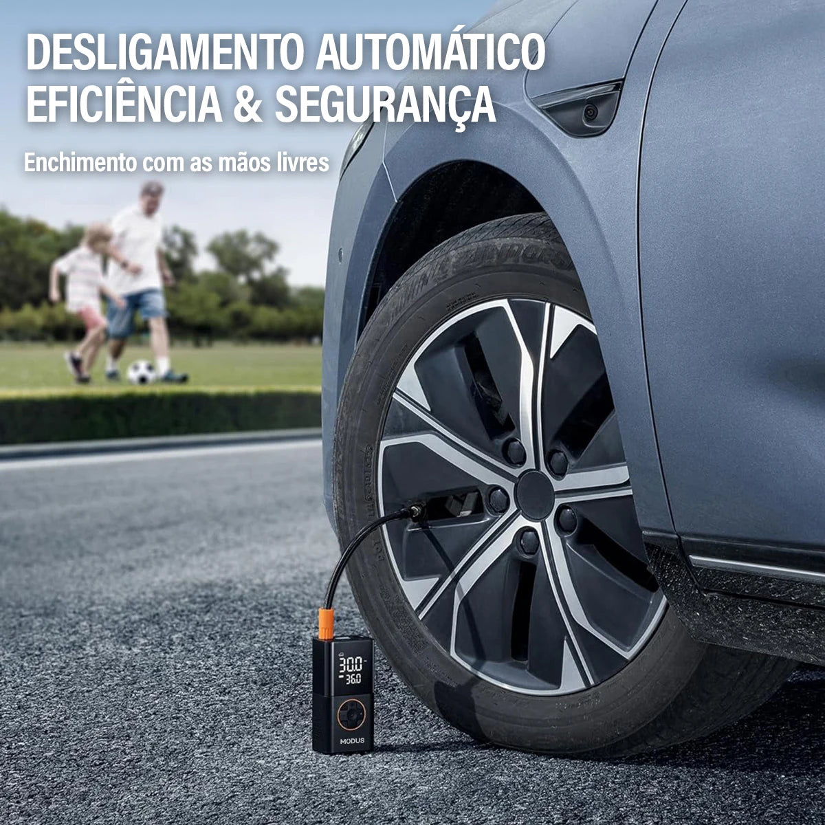 Portable Rechargeable Air Pump High Precision Fiorless Tire Inflator With Tire Calibrator and LED Emergency Light