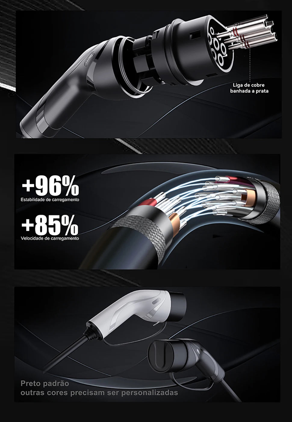 TAYNIU Electric Car Charger 3.5KW 7KW with APP Portable EV Charger Type 2 16A 80V-260V BR Plug Charging Cable 5M for all EVs