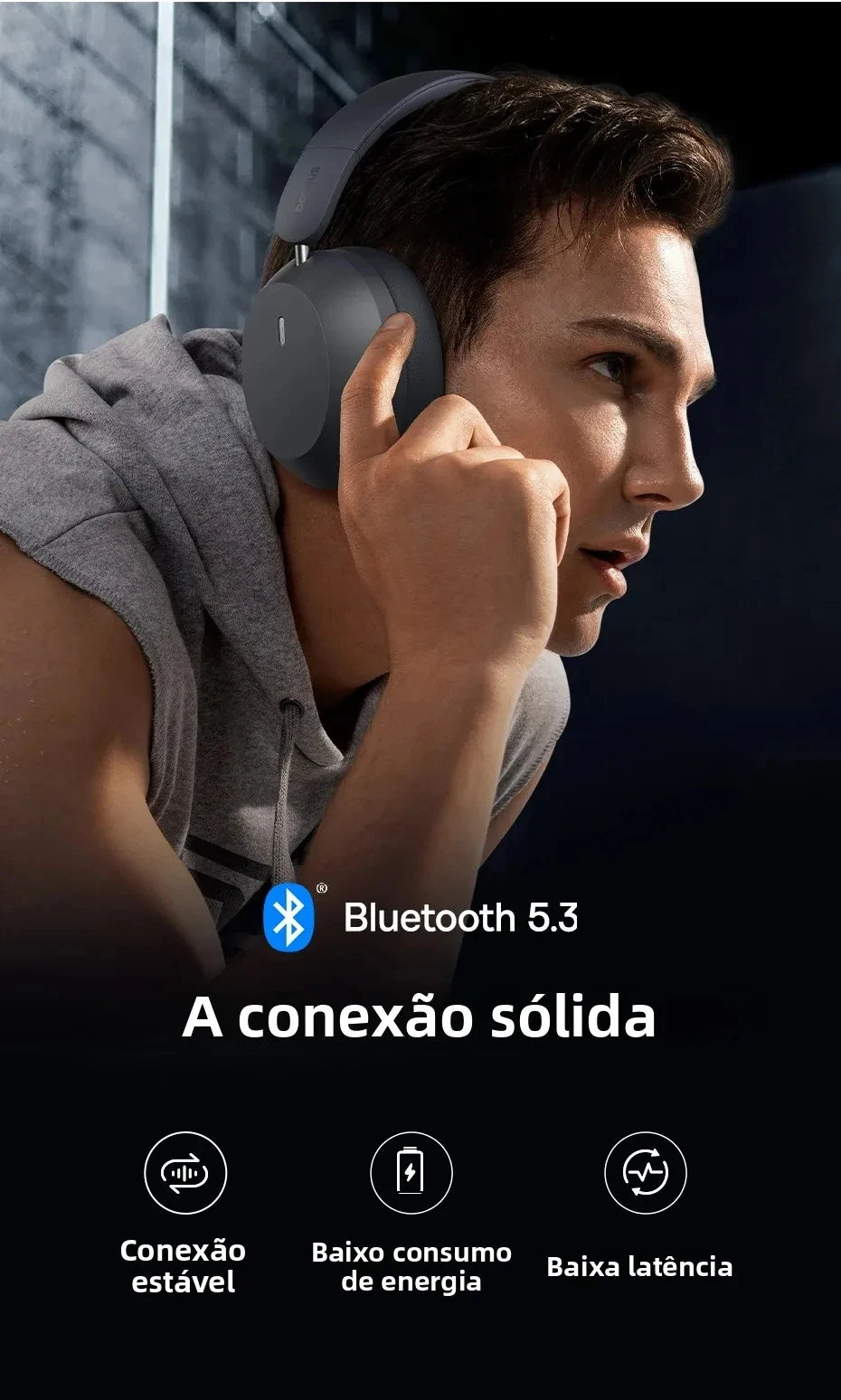 Baseus Bass 35 Max Bluetooth 5.3 Wireless Headphones 40 mm Bass Enhancement Diaphragm 50H