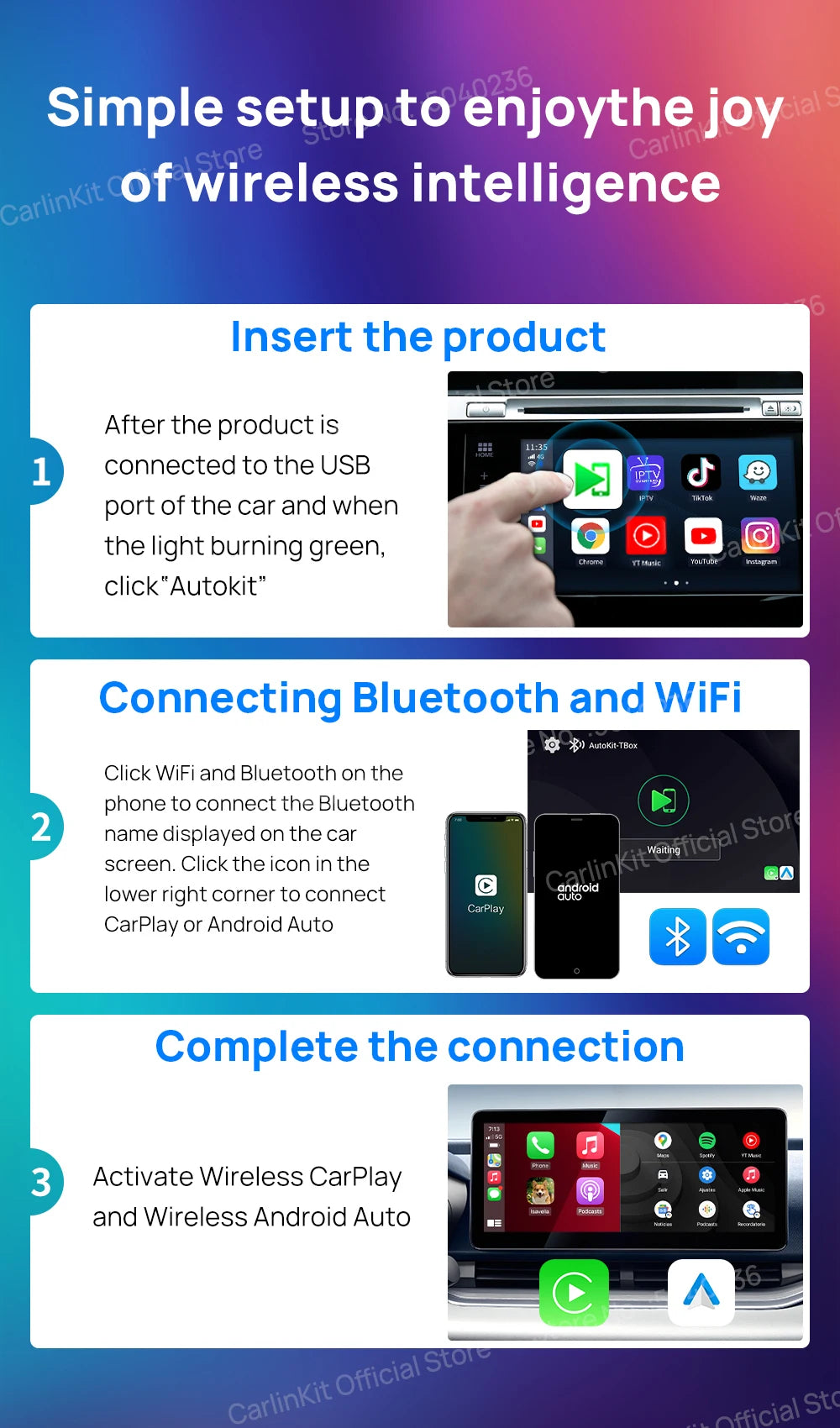8G+128G Carlinkit CarPlay Ai Box LED Android 13 Wireless Android Auto CarPlay Video TV Box For VW Ford Kia Toyota Honda Benz BYD
