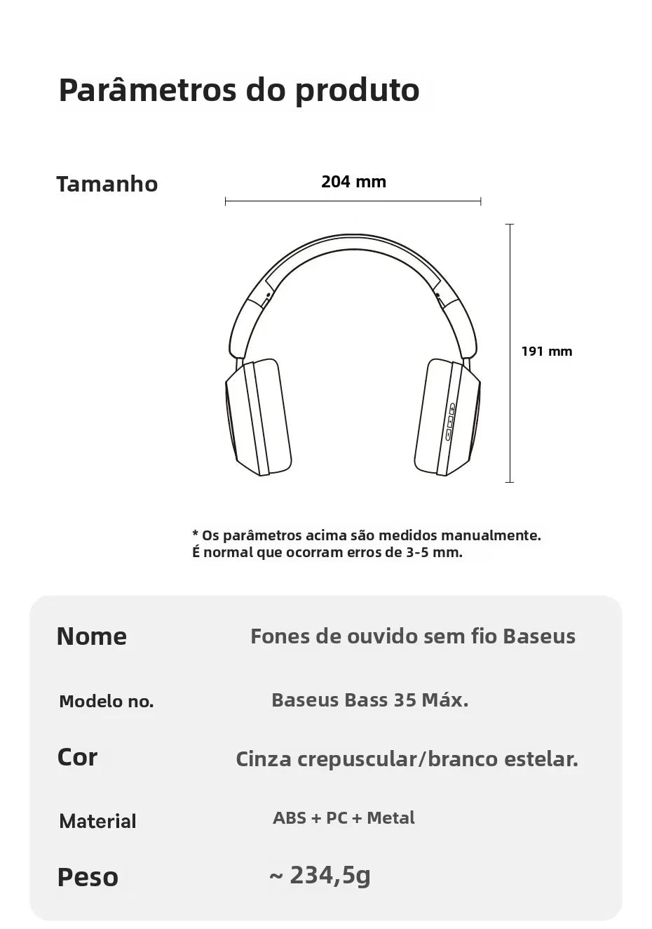 Baseus Bass 35 Max Bluetooth 5.3 Wireless Headphones 40 mm Bass Enhancement Diaphragm 50H