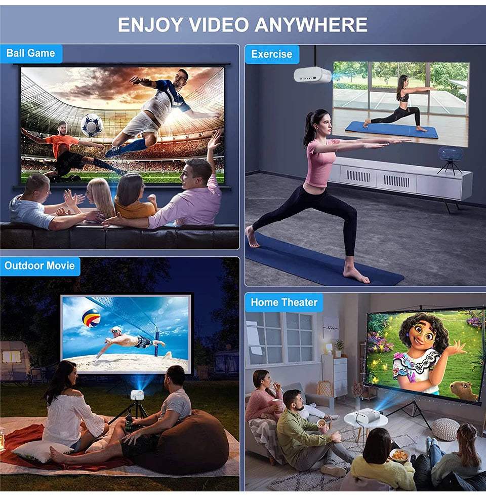 WZATCO DP02W Mini Projectors WiFi 5 Mirror Screen Bluetooth Support Full HD 1080P Projector 4K LED Home Theater Beamer