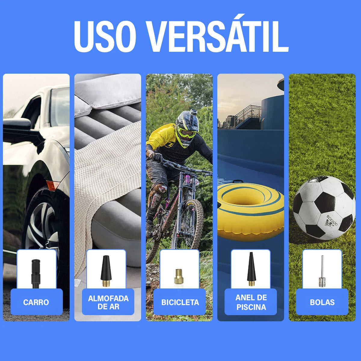 Portable Rechargeable Air Pump High Precision Fiorless Tire Inflator With Tire Calibrator and LED Emergency Light