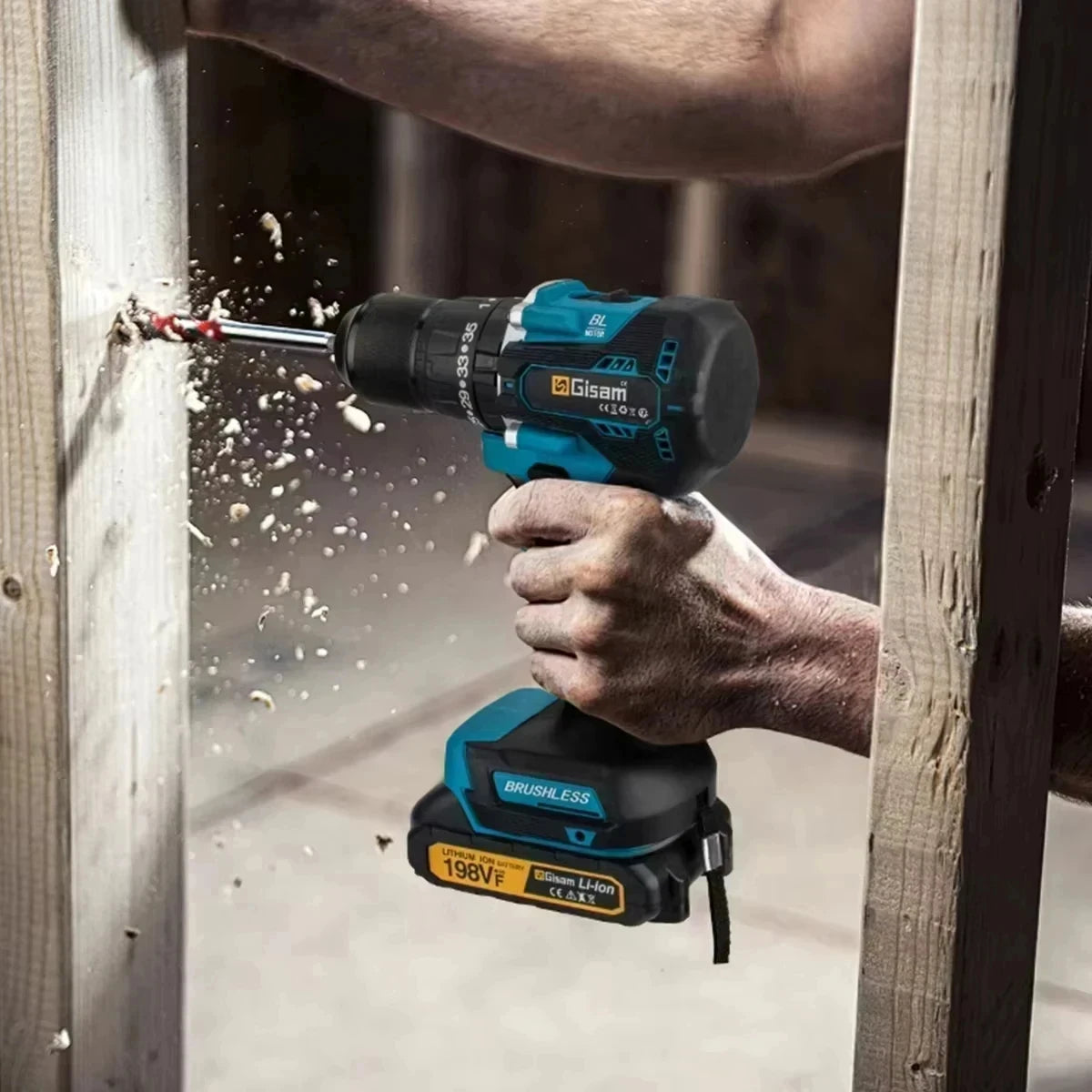 Gisam 13MM 65NM Brushless Electric Impact Drill 35+3 Torque Electric Screwdriver Hammer Drill Tools For Makita 18V Battery Pins