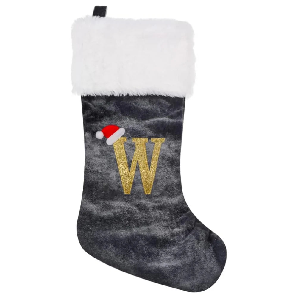 Christmas Socks Large Velvet Letter Stocking Christmas Decoration For Home Fireplace Navidad Natal Xmas Tree Ornament Gift Bag